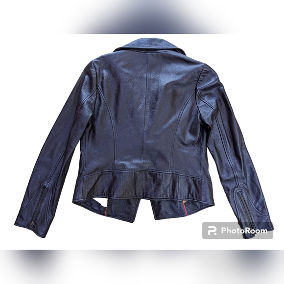 Anthropologie Leather Biker Jacket S Brown y2k - Picture 2 of 5